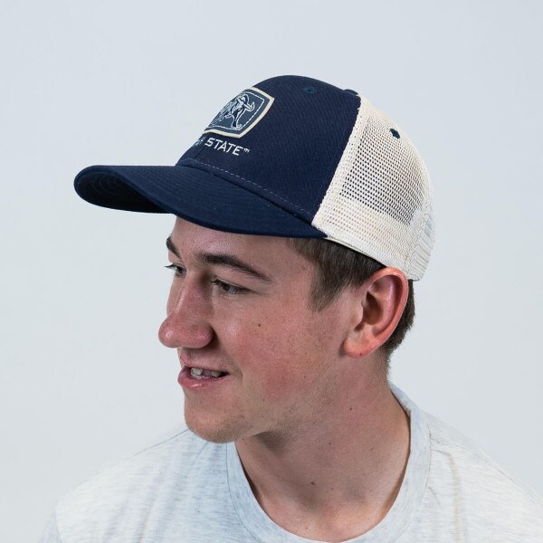 Navy, Aggie Bull, Utah State, Tan, Cap, Hat